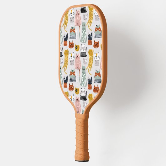 Schattige Doodle Hand getrokken kattenpatroon Pickleball Paddle (Links)