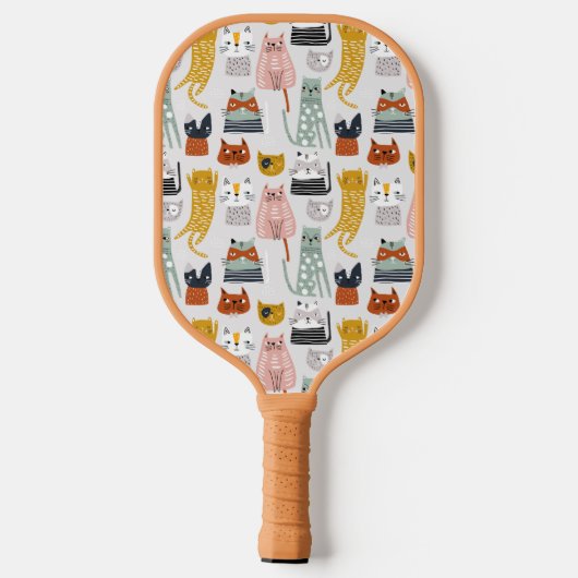 Schattige Doodle Hand getrokken kattenpatroon Pickleball Paddle (Achterkant)