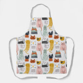 Schattige Doodle Hand getrokken kattenpatroon Schort (Voorkant)