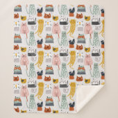 Schattige Doodle Hand getrokken kattenpatroon Sherpa Deken (Voorkant)