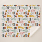 Schattige Doodle Hand getrokken kattenpatroon Sherpa Deken (Voorkant (horizontaal))