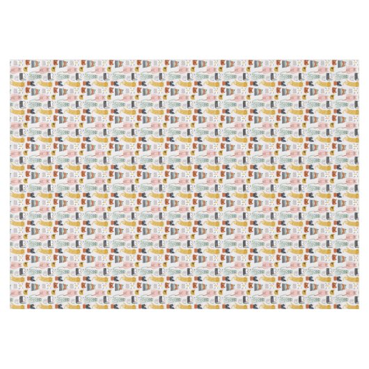 Schattige Doodle Hand getrokken kattenpatroon Tafelkleed (Voorkant (Horizontaal))