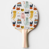 Schattige Doodle Hand getrokken kattenpatroon Tafeltennisbatje (Voorkant)