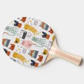 Schattige Doodle Hand getrokken kattenpatroon Tafeltennisbatje (Zijkant)