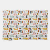 Schattige Doodle Hand getrokken kattenpatroon Theedoek (Horizontaal)