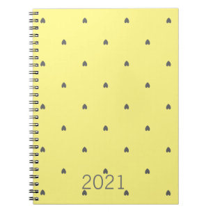 Schattige Doodle Hart Patroon Grijs Geel Custom 20 Notitieboek