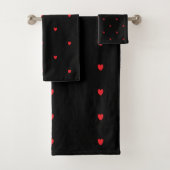 Schattige Doodle Heart Pattern Rood Zwart Stijlvol Bad Handdoek (Insitu)