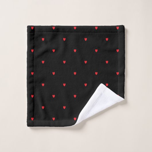 Schattige Doodle Heart Pattern Rood Zwart Stijlvol Bad Handdoek (Wasdoekje)