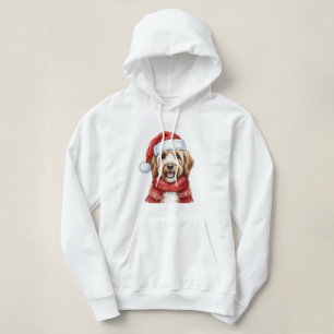 Schattige Doodle Hond Kerstman Hoed & Sjaal Hoodie