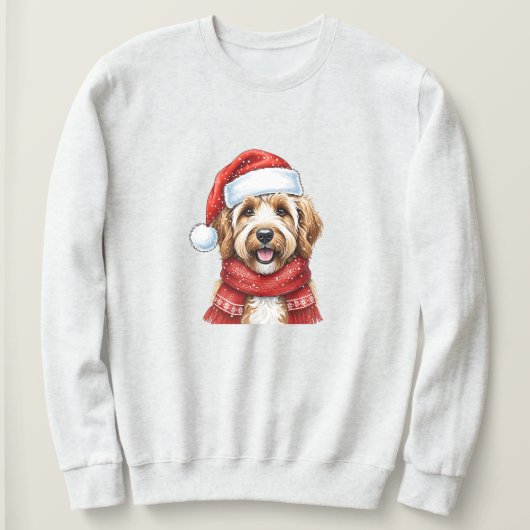 Schattige Doodle Hond Kerstman Hoed & Sjaal Trui (Design voorkant)