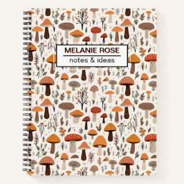 Schattige Doodle Mushrooms Pattern | Spiraal Notit Notitieboek