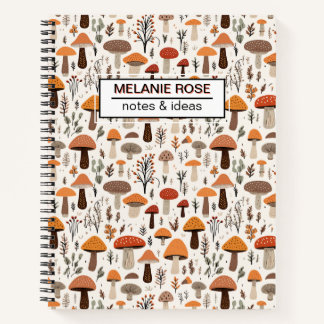 Schattige Doodle Mushrooms Pattern | Spiraal Notit Notitieboek