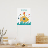 Schattige Doodle Onderzeeër | Ontdekken Poster (Keuken)