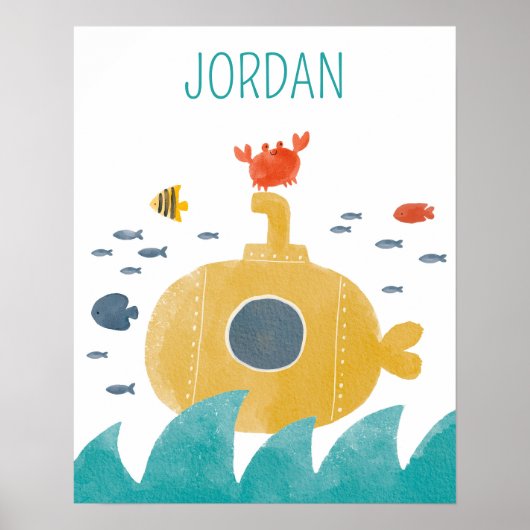 Schattige Doodle Onderzeeër | Ontdekken Poster (Voorkant)
