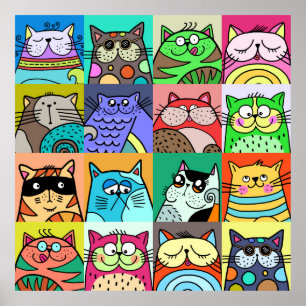 Schattige Doodle Pet Cat Community Poster