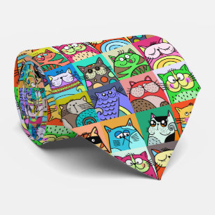 Schattige Doodle Pet Cat Community Stropdas