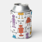 Schattige Doodle Robots Cartoon Pattern Blikjeskoeler (Blikje Voorkant)