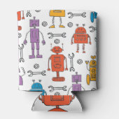 Schattige Doodle Robots Cartoon Pattern Blikjeskoeler (Achterkant)