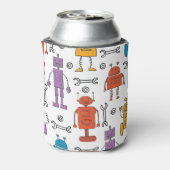 Schattige Doodle Robots Cartoon Pattern Blikjeskoeler (Blikje Achterkant)