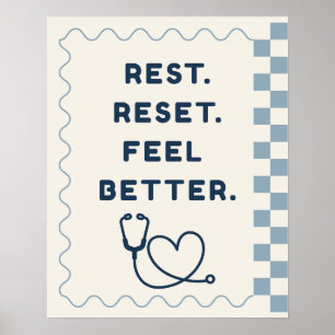 Schattige Doodle Rust, Reset, Voel je beter School Poster