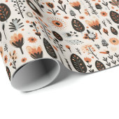 Schattige Doodle Scandinavisch Volk Kerstpatroon Cadeaupapier (Rol Hoek)