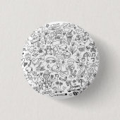 Schattige Doodle Zwart & Wit Ronde Button 3,2 Cm (Voorkant)