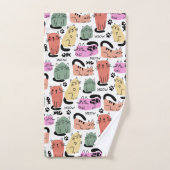 Schattige Doodlekatten En Pootafdrukken Bad Handdoek (Handdoek)
