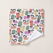 Schattige Doodlekatten En Pootafdrukken Bad Handdoek (Wasdoekje)