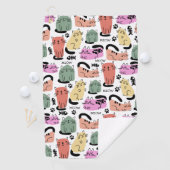 Schattige Doodlekatten En Pootafdrukken Golfhanddoek (Insitu)