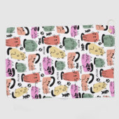 Schattige Doodlekatten En Pootafdrukken Golfhanddoek (Horizontaal)