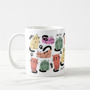 Schattige Doodlekatten En Pootafdrukken Koffiemok
