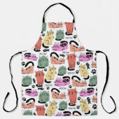 Schattige Doodlekatten En Pootafdrukken Schort (Voorkant)