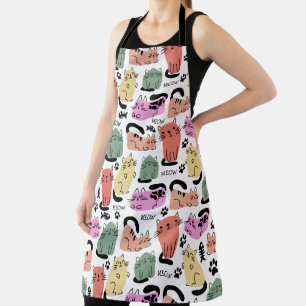 Schattige Doodlekatten En Pootafdrukken Schort