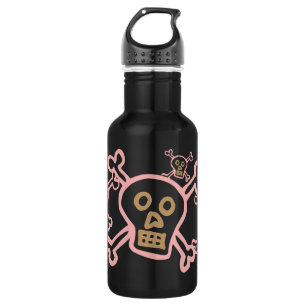 Schattige doodshoofd en gekruiste botten Graffiti Waterfles