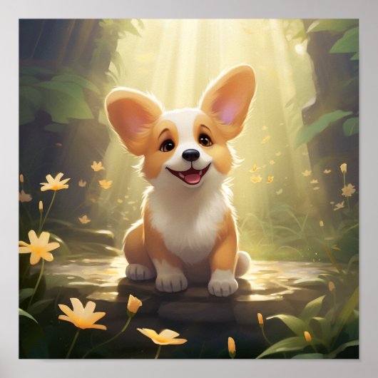 Schattige Downloadbare Welsh Corgi Poster (Voorkant)