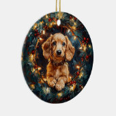 Schattige Doxie Dog Kerstboom Lights Keramisch Ornament (Rechts)