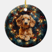 Schattige Doxie Dog Kerstboom Lights Keramisch Ornament (Achterkant)