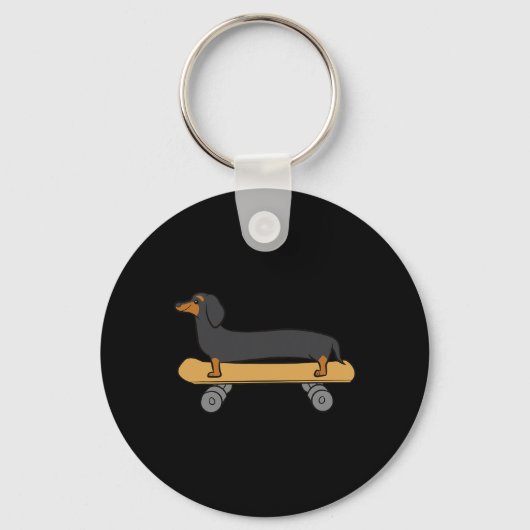 Schattige Doxus op een Skateboard Sleutelhanger (Voorkant)