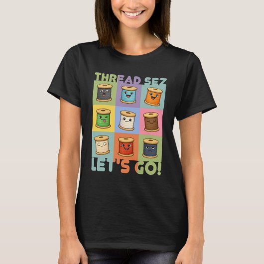 Schattige draadcollage naaien quilter naaister t-shirt (Voorkant)