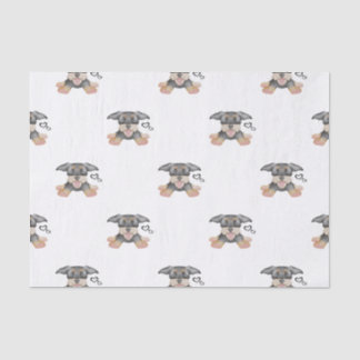 Schattige draadhaar teckel worst hond tissuepapier