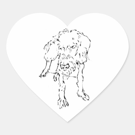 Schattige draadharige Dachshund-hond Hart Sticker (Voorkant)