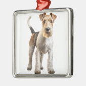 SCHATTIGE DRAADHARIGE FOX TERRIER DOG METALEN ORNAMENT (Links)