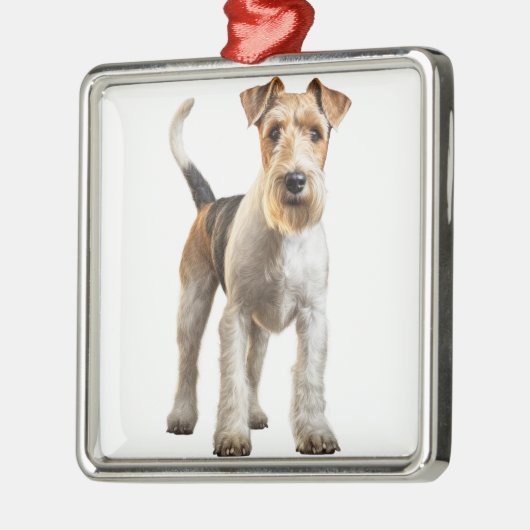 SCHATTIGE DRAADHARIGE FOX TERRIER DOG METALEN ORNAMENT (Links)