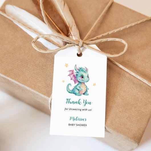 Schattige Draak Baby Shower Cadeaulabel