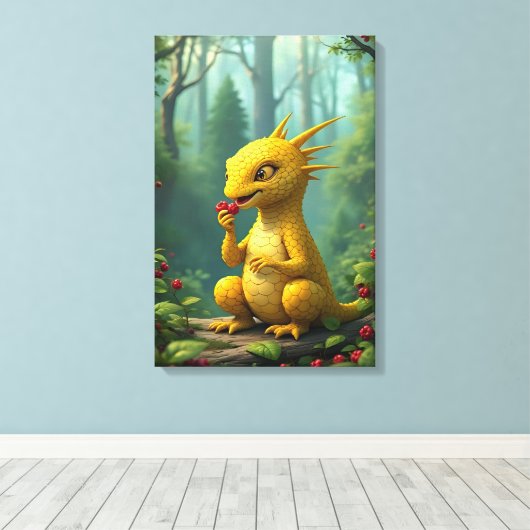 Schattige draak canvas afdruk (Insitu (Houten vloer))