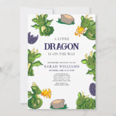 Schattige Draak Komt Aan Geslacht Neutrale Douche Kaart (Voorkant)