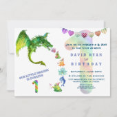 Schattige Draak Monsters Baby Foto 1e Verjaardag Kaart (Voorkant)