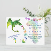 Schattige Draak Monsters Baby Foto 1e Verjaardag Kaart (Staand voorkant)