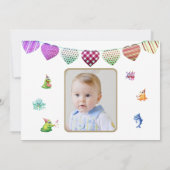 Schattige Draak Monsters Baby Foto 1e Verjaardag Kaart (Achterkant)