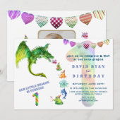 Schattige Draak Monsters Baby Foto 1e Verjaardag Kaart (Voorkant / Achterkant)